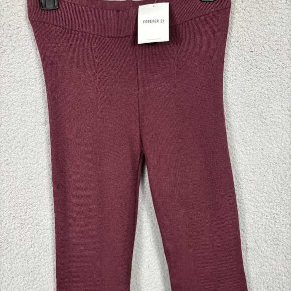 Forever 21Women's Burgundy Knit Flared Stretch Pants High Waisted Size Small NWT - Picture 2 of 7